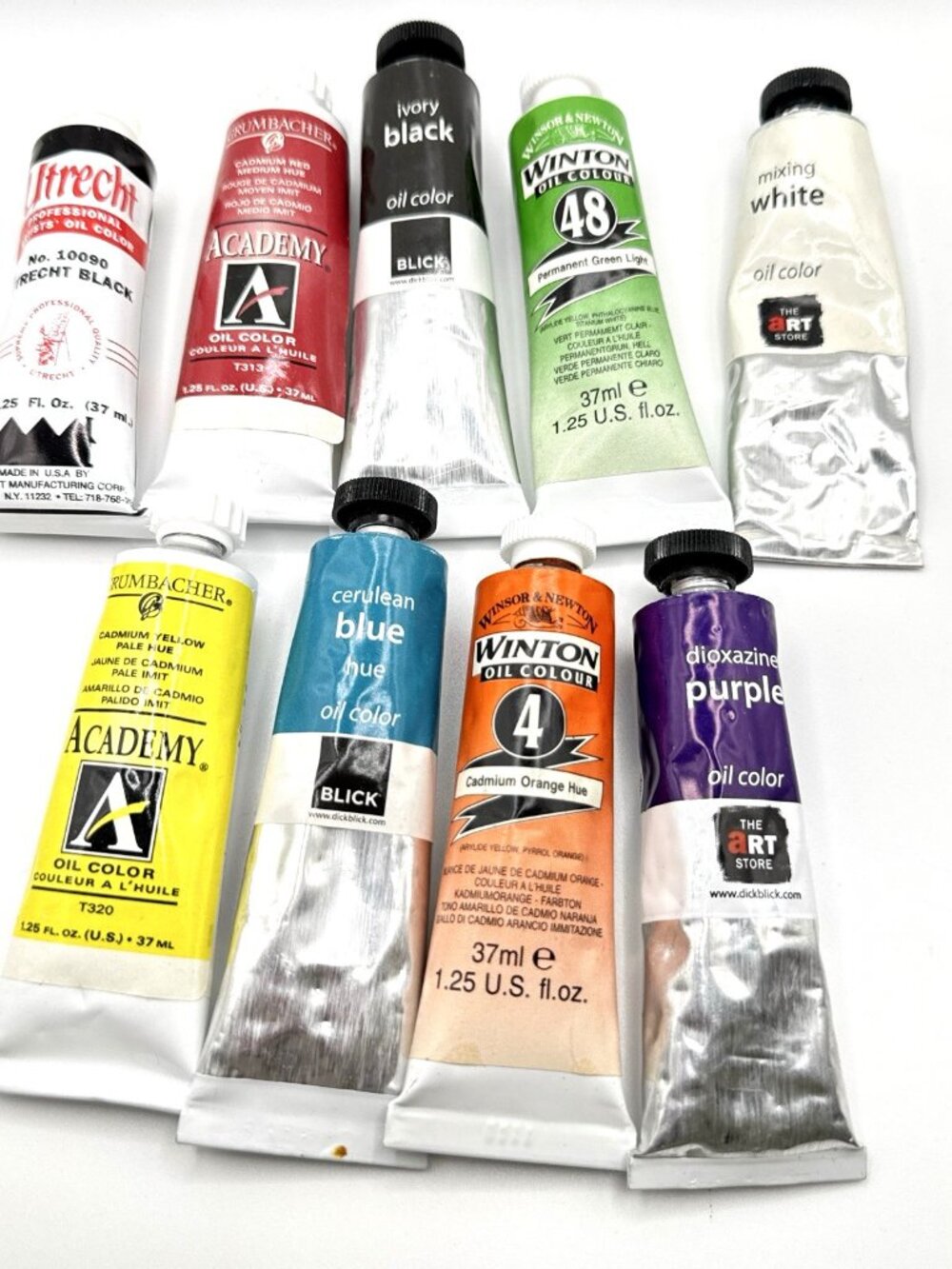 Mix Lot of Oil Colors Grumbacher Winsor and Newton Blick Ultrecht Lot of 9 Tubes